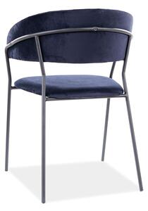 Tmavě modrá jídelní židle LIRA B VELVET s černými nohami