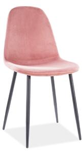 Růžová židle FOX VELVET s černými nohami