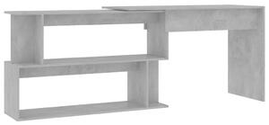 Rohový psací stůl betonově šedý 200 x 50 x 76 cm dřevotříska
