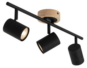 Moderní bodová černá s dřevěným naklápěcím 3-světlem - Jeana