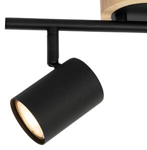 Moderní bodová černá s dřevěným naklápěcím 2-světlem - Jeana