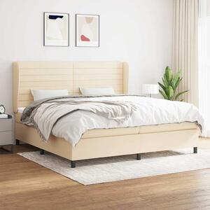Box spring postel s matrací krémová 200x200 cm textil 3128074