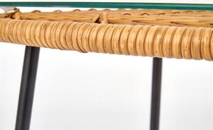Ratanový konferenční stolek IKALIS se skleněnou deskou