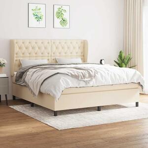 Box spring postel s matrací krémová 160x200 cm textil 3128218