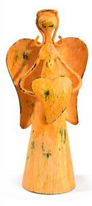 Kovová soška anděla, oranžová, 9x7x18cm