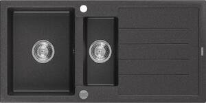 MEXEN - Andres granitový dřez 1.5 s odkapávačem 1000x500 mm, černá spotty 6515101510-76
