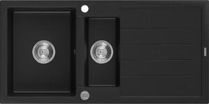 MEXEN - Andres granitový dřez 1.5 s odkapávačem 1000x500 mm, černá 6515101510-77