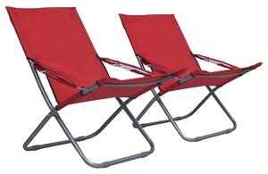 Skládací plážové židle 2 ks textil červené