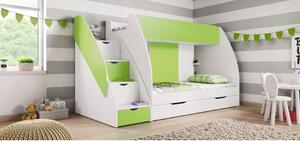 Montes patrová postel, zelená/bílá