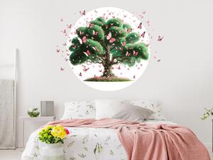 Strom s růžovými motýly arch 100 x 98 cm