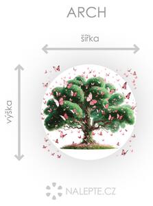 Strom s růžovými motýly arch 45 x 44 cm