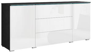 ŠIROKÁ KOMODA, antracitová, vysoce lesklá bílá, 150/67,9/39,5 cm P & B - Online Only komody, Online Only