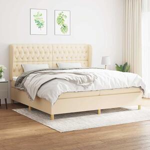 Box spring postel s matrací krémová 200x200 cm textil 3128794