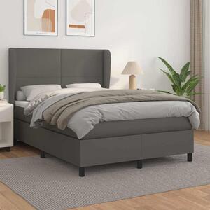 Box spring postel s matrací šedá 140x200 cm umělá kůže 3128917