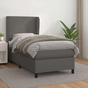 Box spring postel s matrací šedá 90x190 cm umělá kůže 3128887