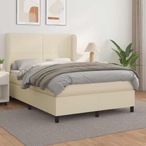 Box spring postel s matrací krémová 140x190 cm umělá kůže 3128909