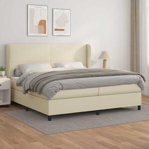 Box spring postel s matrací krémová 200x200 cm umělá kůže 3128933