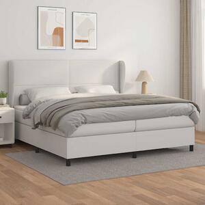 Box spring postel s matrací bílá 200x200 cm umělá kůže 3128932