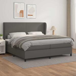 Box spring postel s matrací šedá 200x200 cm umělá kůže 3128935
