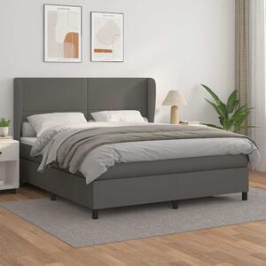 Box spring postel s matrací šedá 160x200 cm umělá kůže 3128923