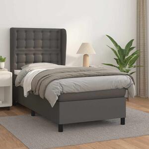 Box spring postel s matrací šedá 90x190 cm umělá kůže 3129007