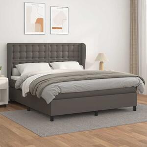 Box spring postel s matrací šedá 160x200 cm umělá kůže 3129043