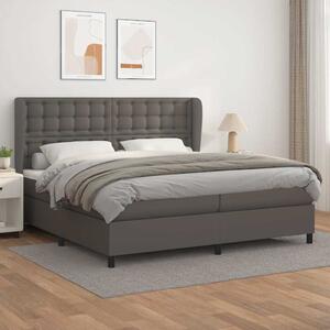 Box spring postel s matrací šedá 200x200 cm umělá kůže 3129055
