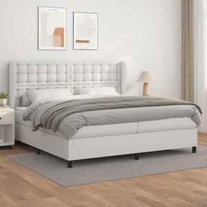 Box spring postel s matrací bílá 200x200 cm umělá kůže 3129052
