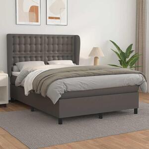 Box spring postel s matrací šedá 140 x 190 cm umělá kůže 3129031