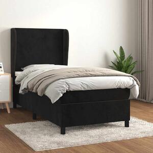 Box spring postel s matrací černá 80 x 200 cm samet 3129059