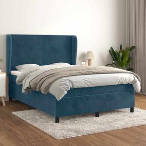 Box spring postel s matrací tmavě modrá 140x190 cm samet 3129091