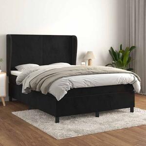 Box spring postel s matrací černá 140 x 190 cm samet 3129089
