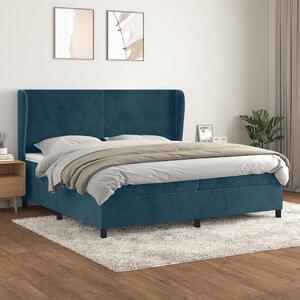 Box spring postel s matrací tmavě modrá 200x200 cm samet 3129115
