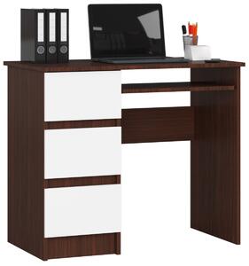 Ak furniture Psací stůl A-6 90 cm wenge/bílý levý