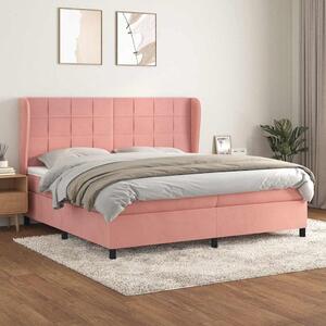 Box spring postel s matrací růžová 200x200 cm samet 3129236