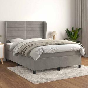 Box spring postel s matrací světle šedá 140x190 cm samet 3129267