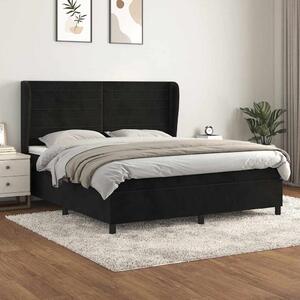 Box spring postel s matrací černá 160x200 cm samet 3129281