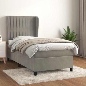 Box spring postel s matrací světle šedá 80 x 200 cm samet 3129297