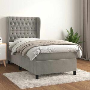 Box spring postel s matrací světle šedá 80 x 200 cm samet 3129357