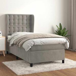 Box spring postel s matrací světle šedá 90x190 cm samet 3129423