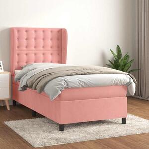 Box spring postel s matrací růžová 80 x 200 cm samet 3129422