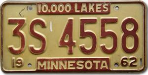 Americká SPZ Minnesota 1962 Lakes 3S 4558