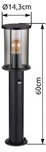 Globo Osvětlení cesty Gracey, černé, se senzorem, 60 cm, IP54, E27, stmívatelný, Černá, kov