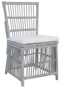 Jídelní židle s poduškami 4 ks šedé přírodní ratan