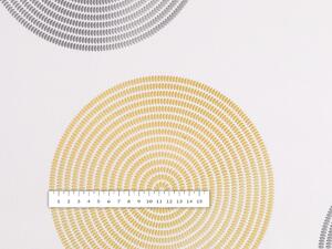 Biante Sametový závěs Tamara TMR-023 Žluté a šedé designové kruhy na smetanovém 145x140 cm