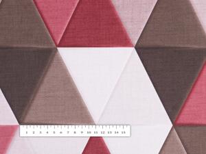 Biante Sametový závěs Tamara TMR-021 Vínovo-hnědo-béžové trojúhelníky 145x140 cm