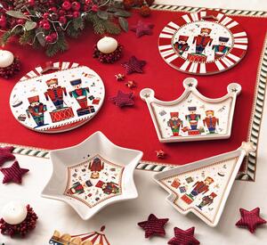 Vánoční podložka pod hrnec na horké I. 20 cm Lo Schiaccianoci BRANDANI (barva - porcelán, bílá/červená)