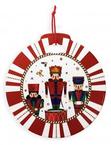 Vánoční podložka pod hrnec na horké I. 20 cm Lo Schiaccianoci BRANDANI (barva - porcelán, bílá/červená)