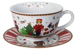 Velký vánoční porcelánový hrnek s podšálkem Lo Schiaccianoci 500ml BRANDANI (barva - porcelán, barevná)