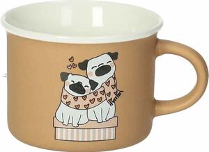 Sada 4 porcelánových šálků na kávu s motivem psů a koček 160ml BRANDANI (barva - béžová, tabáková, cihlová, bílá)